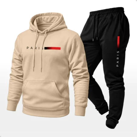 Conjunto Moletom Unissex Estampado Paris Calça e Blusa Com Capuz Bolso Canguru - Imagem 4