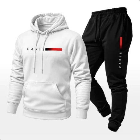 Conjunto Moletom Unissex Estampado Paris Calça e Blusa Com Capuz Bolso Canguru - Imagem 5