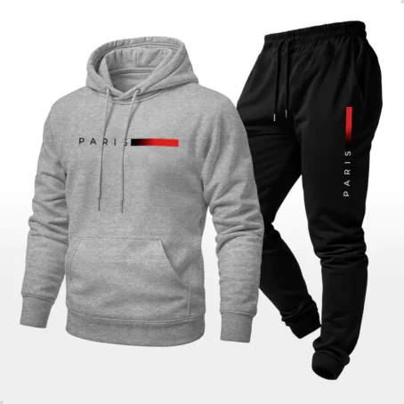 Conjunto Moletom Unissex Estampado Paris Calça e Blusa Com Capuz Bolso Canguru - Imagem 6