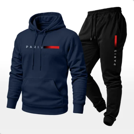 Conjunto Moletom Unissex Estampado Paris Calça e Blusa Com Capuz Bolso Canguru - Imagem 2