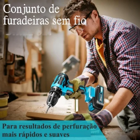 Parafusadeira/Furadeira 21V C/ Kit Maleta COM DUAS BATERIAS Kit de 28pcs - Imagem 3