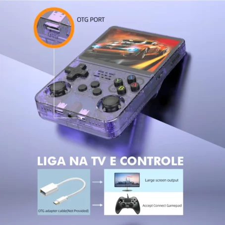 Console Portátil R36S + de 15.000 Jogos Vídeo Game 64g Linux Tela IPS 3.5 Polegadas - Imagem 4